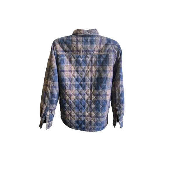 🪵 Vintage 90s George Quilted Flannel Shirt Jacket Sherpa Lined – Men’s Small - Picture 3 of 4